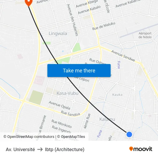 Av. Université to Ibtp (Architecture) map