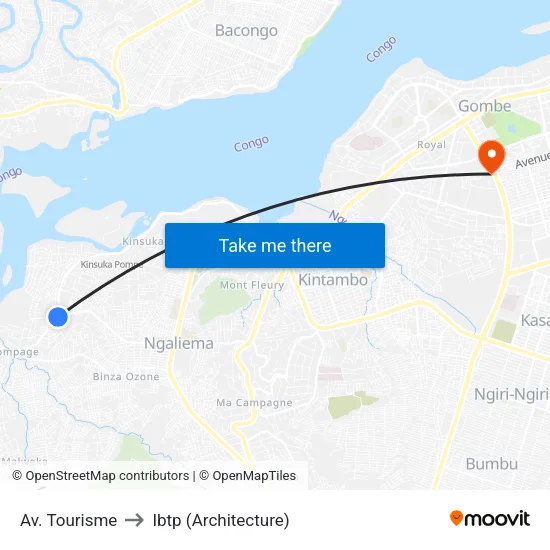 Av. Tourisme to Ibtp (Architecture) map