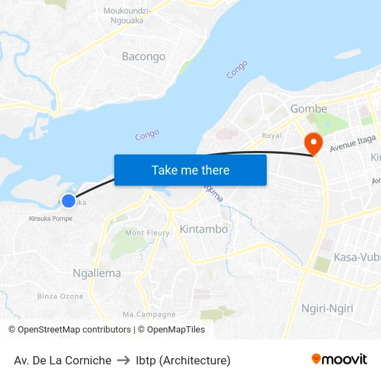 Av. De La Corniche to Ibtp (Architecture) map
