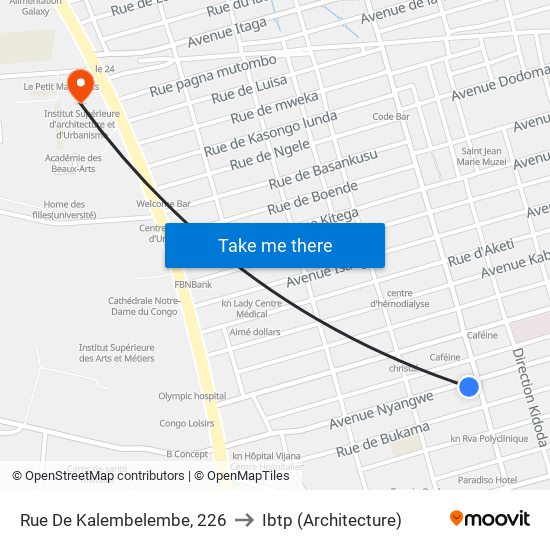 Rue De Kalembelembe, 226 to Ibtp (Architecture) map