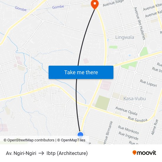 Av. Ngiri-Ngiri to Ibtp (Architecture) map