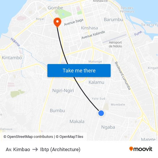 Av. Kimbao to Ibtp (Architecture) map