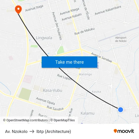 Av. Nzokolo to Ibtp (Architecture) map
