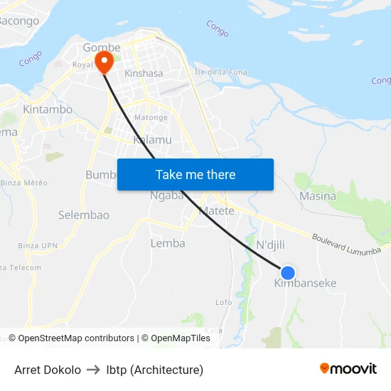 Arret Dokolo to Ibtp (Architecture) map