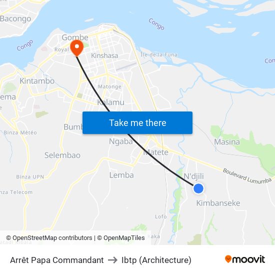 Arrêt Papa Commandant to Ibtp (Architecture) map