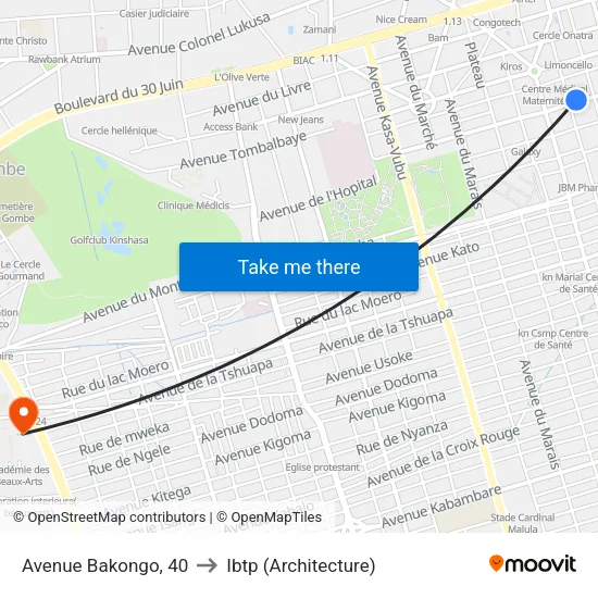 Avenue Bakongo, 40 to Ibtp (Architecture) map