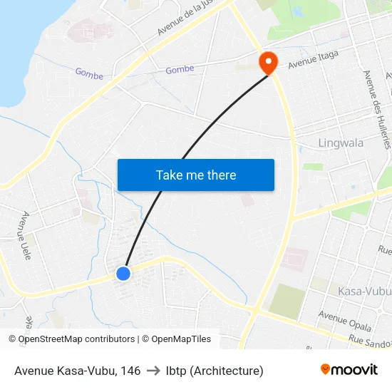 Avenue Kasa-Vubu, 146 to Ibtp (Architecture) map