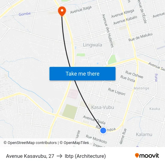 Avenue Kasavubu, 27 to Ibtp (Architecture) map