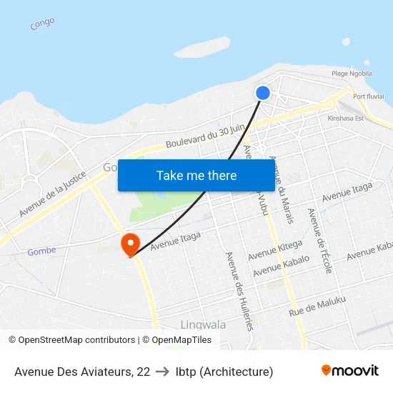Avenue Des Aviateurs, 22 to Ibtp (Architecture) map
