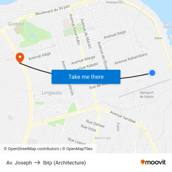 Av. Joseph to Ibtp (Architecture) map