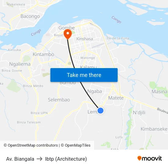 Av. Biangala to Ibtp (Architecture) map