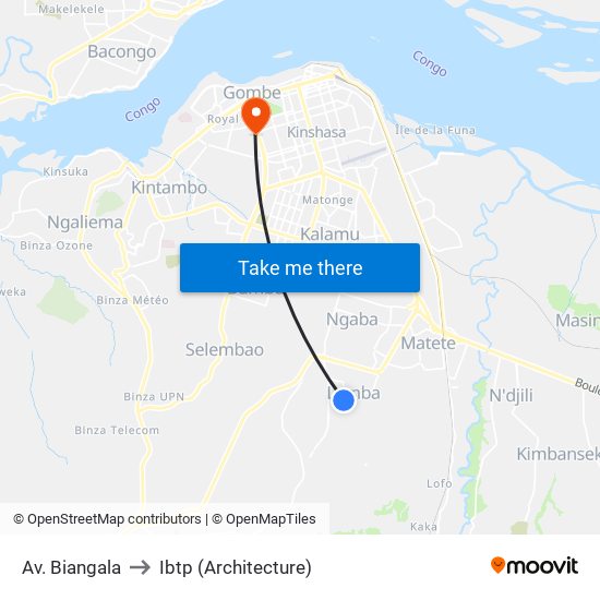 Av. Biangala to Ibtp (Architecture) map