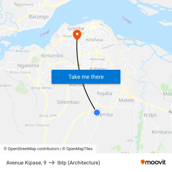 Avenue Kipase, 9 to Ibtp (Architecture) map