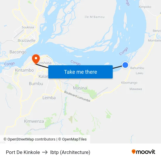 Port De Kinkole to Ibtp (Architecture) map