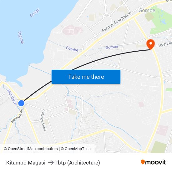 Kitambo Magasi to Ibtp (Architecture) map