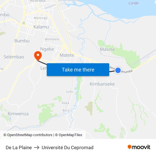 De La Plaine to Université Du Cepromad map