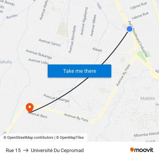 Rue 15 to Université Du Cepromad map