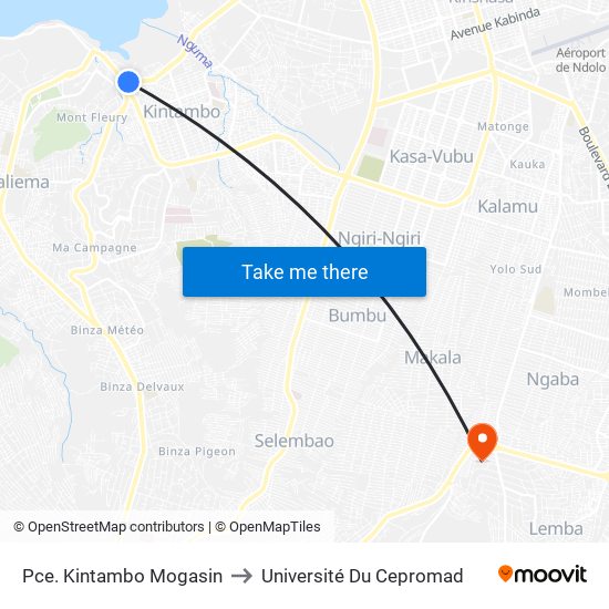 Pce. Kintambo Mogasin to Université Du Cepromad map