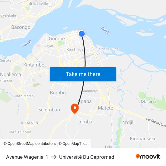 Avenue Wagenia, 1 to Université Du Cepromad map