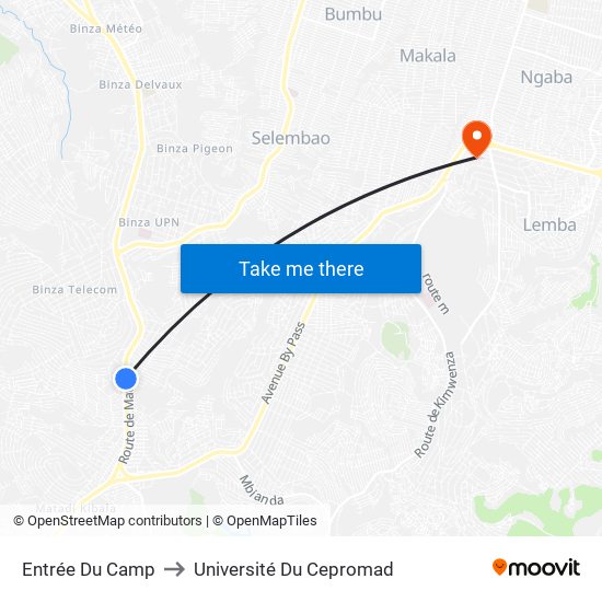 Entrée Du Camp to Université Du Cepromad map