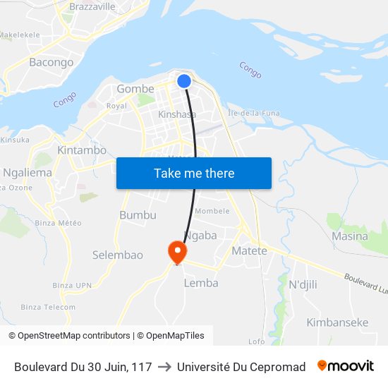 Boulevard Du 30 Juin, 117 to Université Du Cepromad map