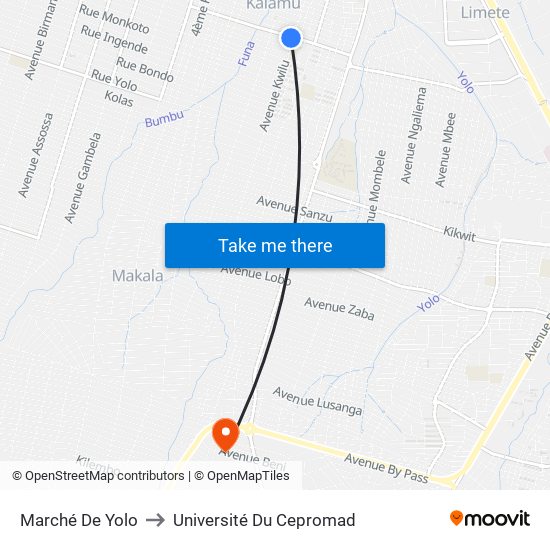 Marché De Yolo to Université Du Cepromad map