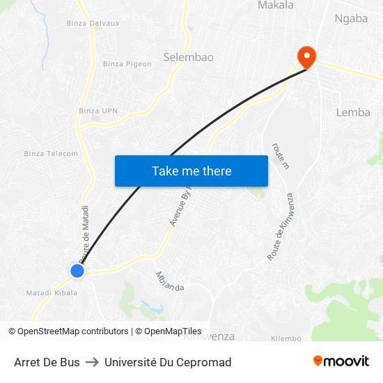 Arret De Bus to Université Du Cepromad map