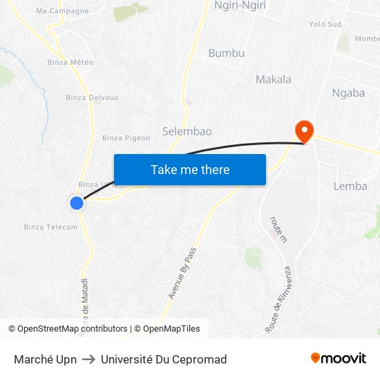 Marché Upn to Université Du Cepromad map
