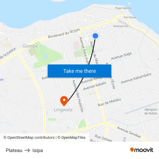 Plateau to Isipa map