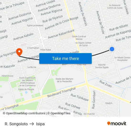R. Songoloto to Isipa map