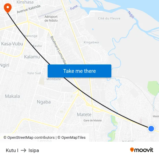 Kutu I to Isipa map