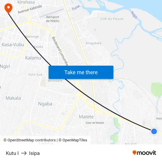 Kutu I to Isipa map