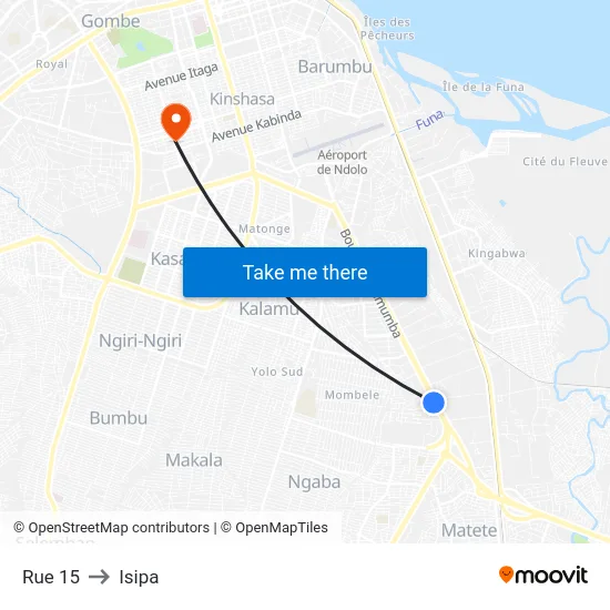 Rue 15 to Isipa map