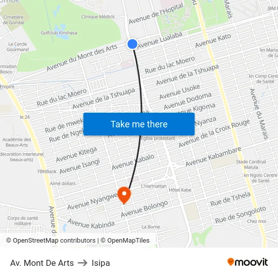 Av. Mont De Arts to Isipa map