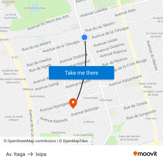 Av. Itaga to Isipa map