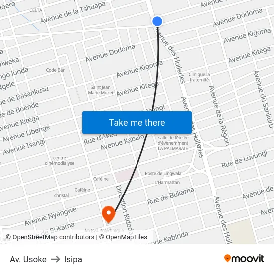 Av. Usoke to Isipa map