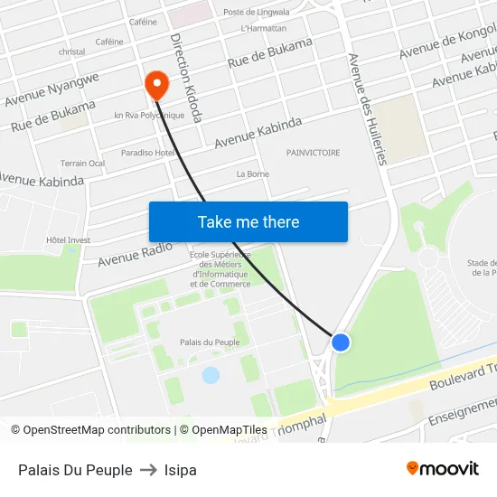 Palais Du Peuple to Isipa map