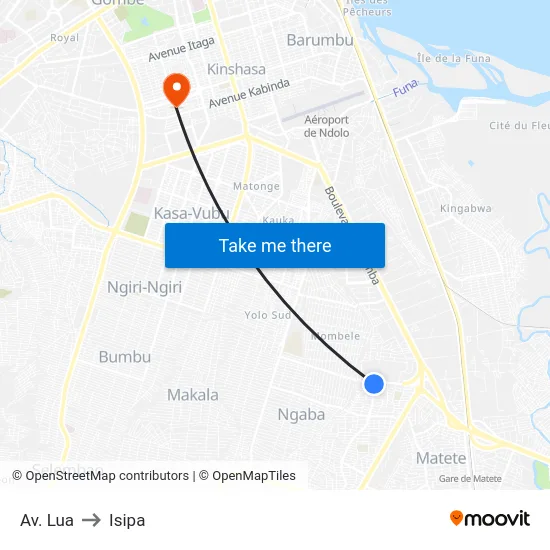 Av. Lua to Isipa map