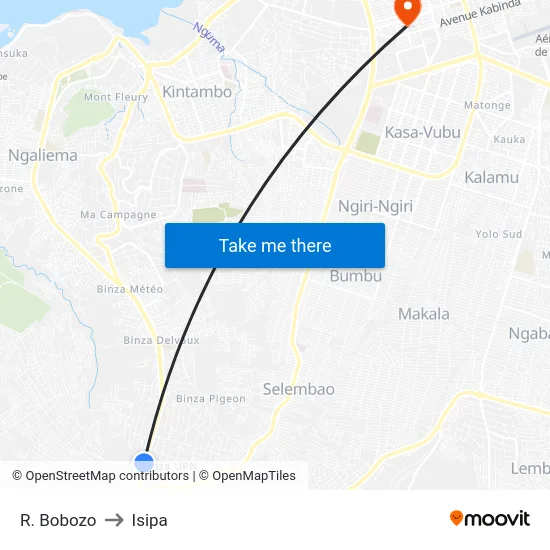 R. Bobozo to Isipa map