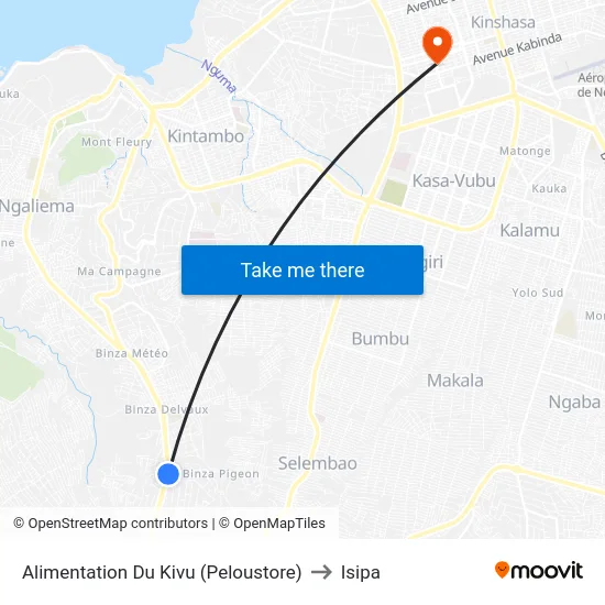 Alimentation Du Kivu (Peloustore) to Isipa map