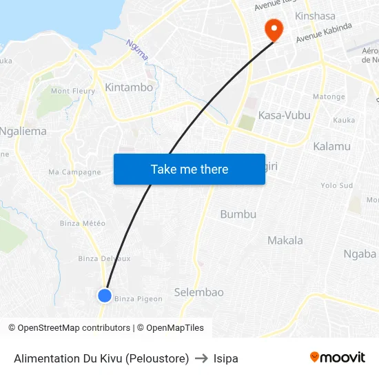 Alimentation Du Kivu (Peloustore) to Isipa map