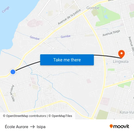École Aurore to Isipa map