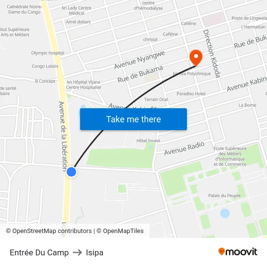 Entrée Du Camp to Isipa map