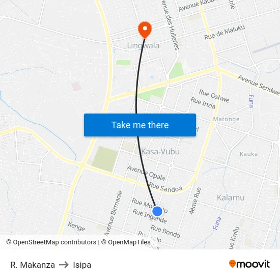 R. Makanza to Isipa map
