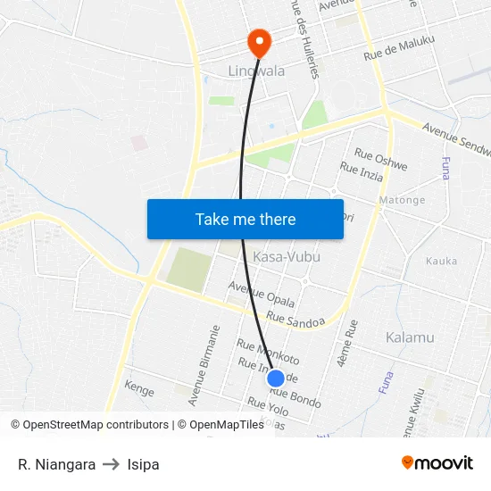 R. Niangara to Isipa map