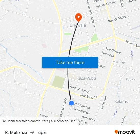 R. Makanza to Isipa map
