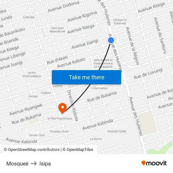 Mosqueé to Isipa map