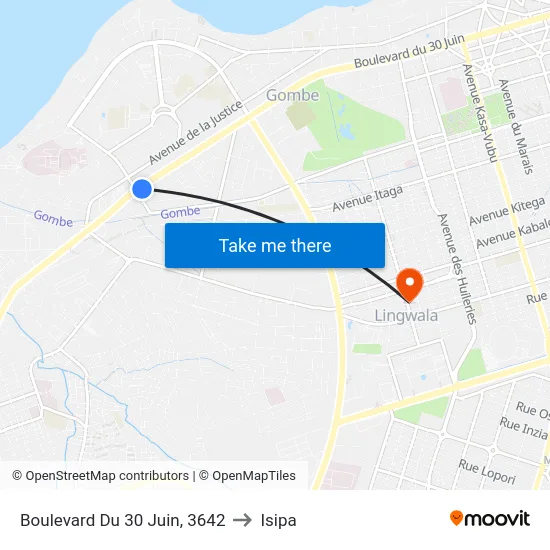 Boulevard Du 30 Juin, 3642 to Isipa map