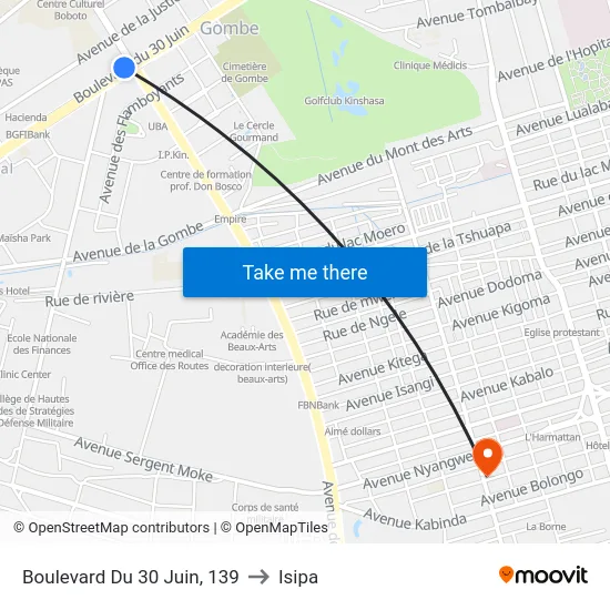 Boulevard Du 30 Juin, 139 to Isipa map