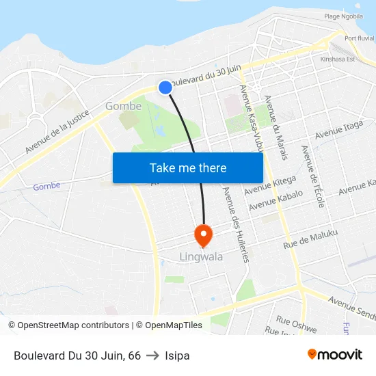 Boulevard Du 30 Juin, 66 to Isipa map